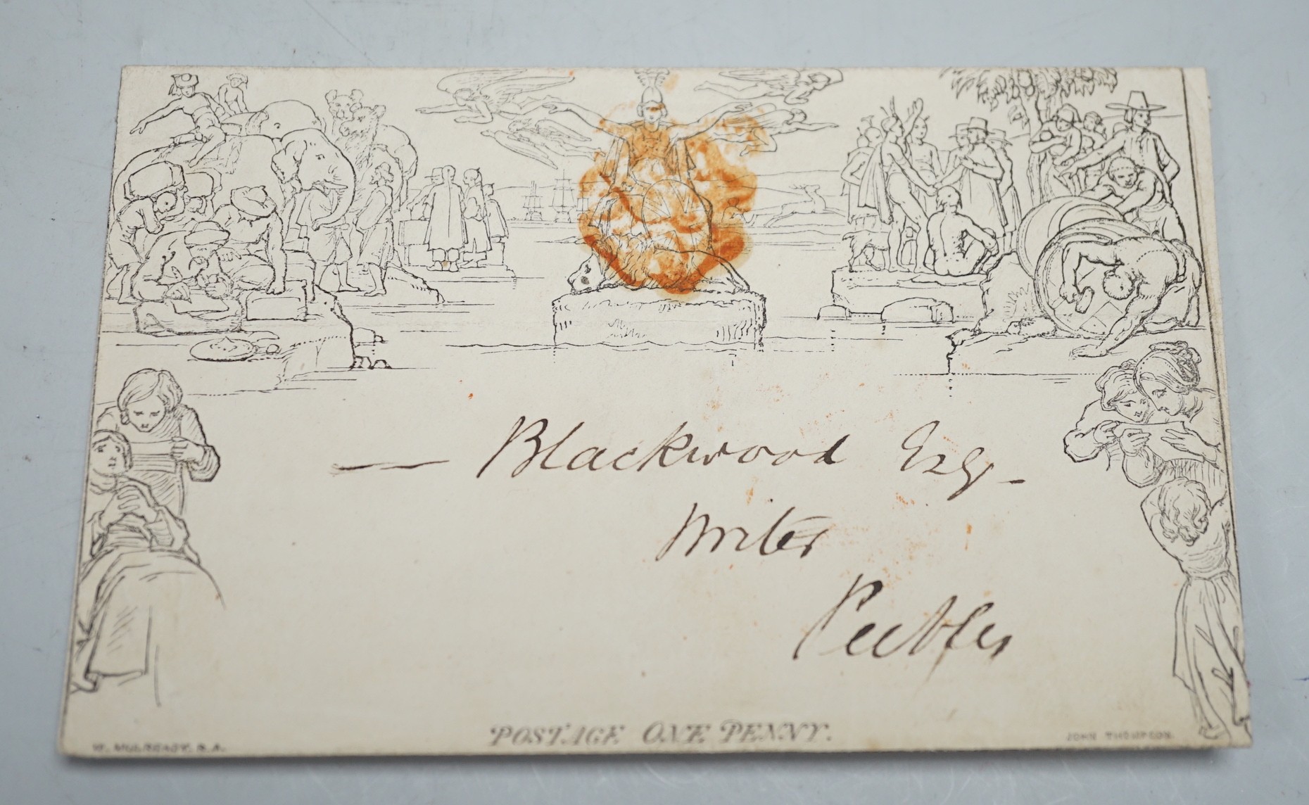 Stamps: Mulready penny cover July 31 1840